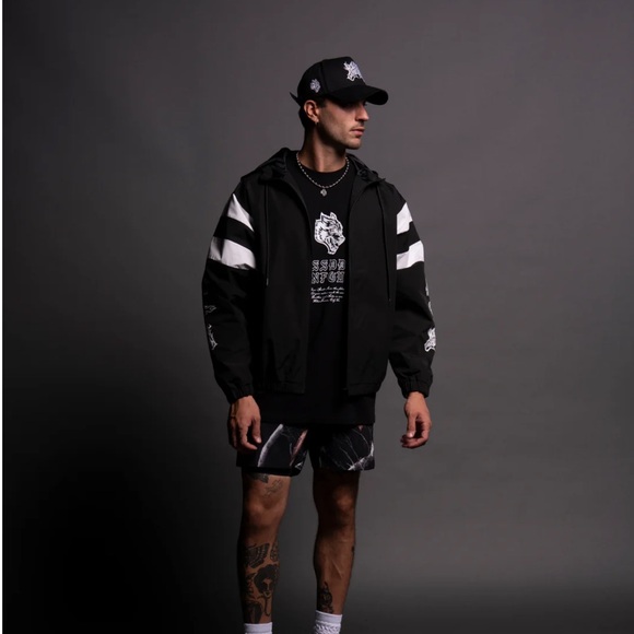 HESH BROLIC UNISEX TRACK JACKET IN BLACK/WHITE - Picture 2 of 12